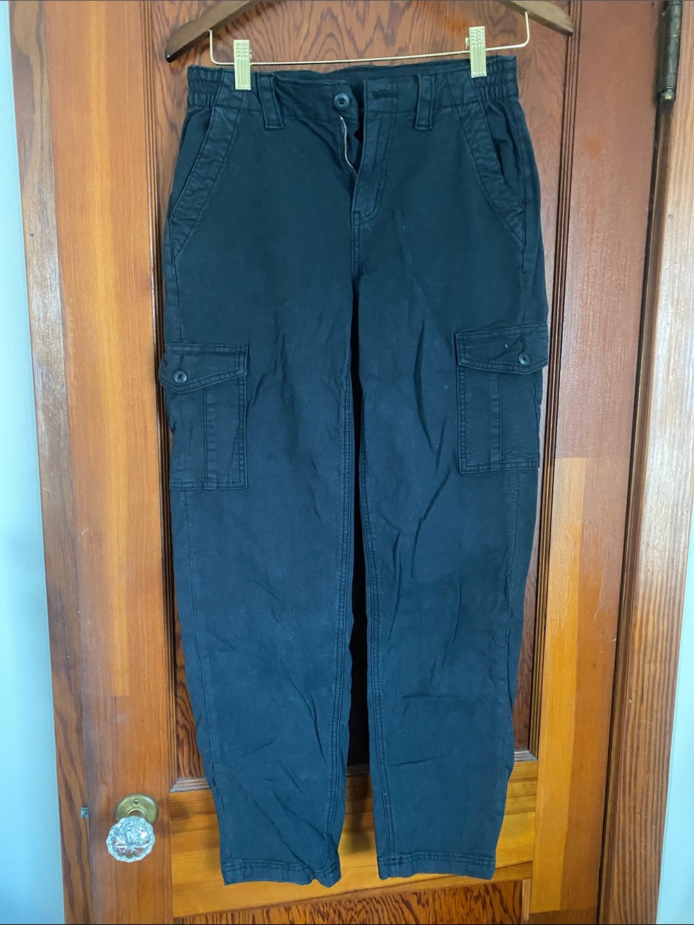 American Eagle Outfitters Black Women's Cargo Pants - Button Flap Pockets